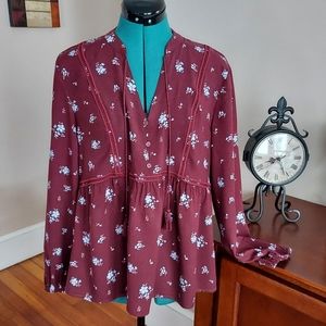 🏷SALE 🔴 3/$15 Mudd Baby Doll Burgundy Top